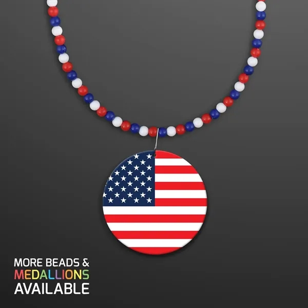 Patriotic Beads with Breakaway Clasp with Medallion; Domestic Imprint Pricing... from ASI 34194 ALightPromos