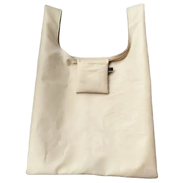 190T Polyester reusable foldable tote shopping bag with imprint... from ASI 37218 Athena Promo (tm)