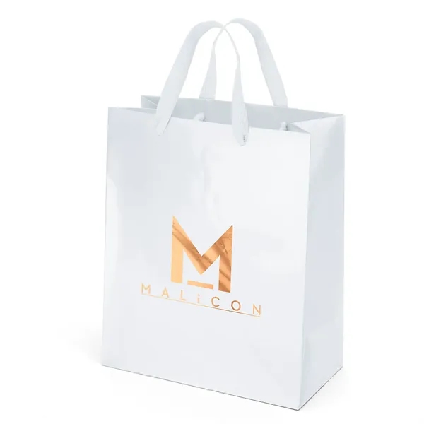 Premium-weight gloss-laminated Eurotote with 14" long woven handles and reinforced fold-over... from ASI 37940 Bag Makers Inc