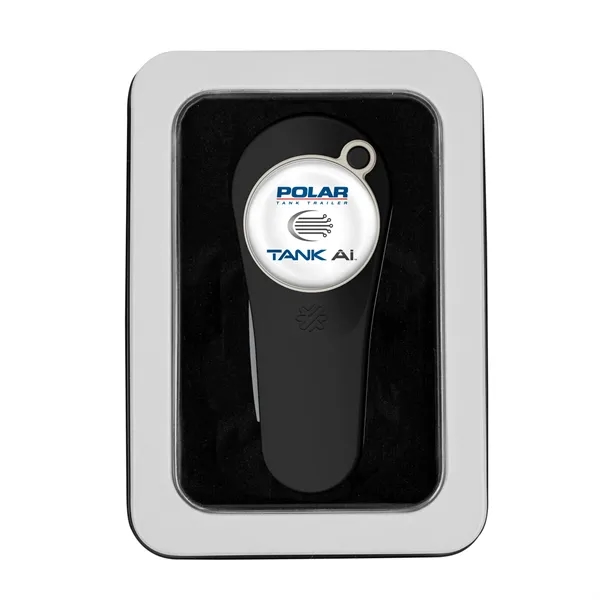 Divot repair tool with removable ball marker in windowed gift tin.... from ASI 52263 EMT