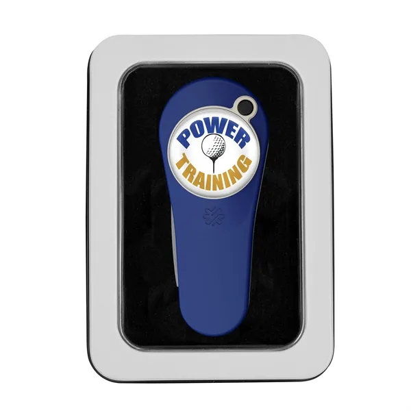 Divot repair tool with removable ball marker in windowed gift tin.... from ASI 52263 EMT