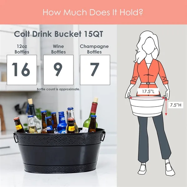 Premium Colt oval beverage bucket.  Glossy black finish with elegant... from ASI 39839 BrekX