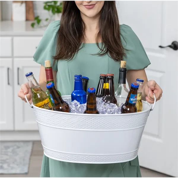 Premium Colt oval beverage bucket.  Bright white finish with elegant... from ASI 39839 BrekX