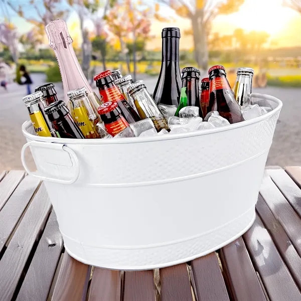Premium Colt oval beverage bucket.  Bright white finish with elegant... from ASI 39839 BrekX