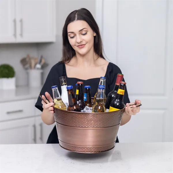 Round hammered copper bucket with rustic finish.  15qt capacity and... from ASI 39839 BrekX