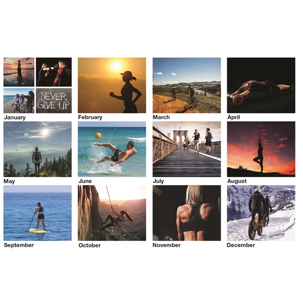 12 month wall calendar featuring photos depicting healthy lifestyle activities.... from ASI 50873 Drum-Line / Drum-line Inc