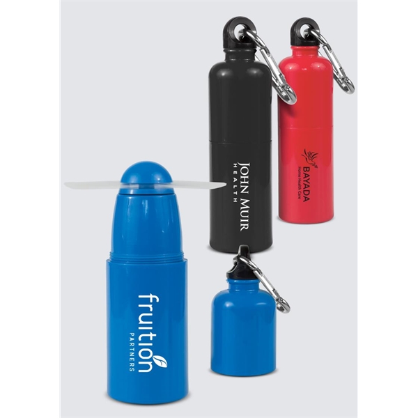 Clip'N Cool Carabiner Mini Fan is a 2-piece handheld waterbottle shape... from ASI 45450 CleggPromo / CleggPromo
