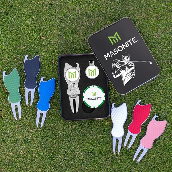 Contour golf gift set with divot tool, hat clip, ball markers... from ASI 52263 EMT