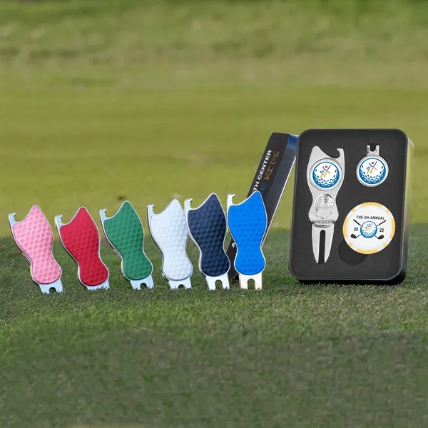 Contour golf gift set with divot tool, hat clip, ball markers... from ASI 52263 EMT