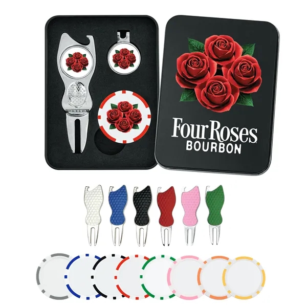 Contour golf gift set with divot tool, hat clip, ball markers... from ASI 52263 EMT