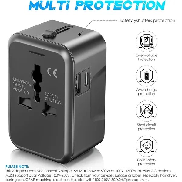 This World Travel Adapter with 3 USB Ports and 1 Type-C... from ASI 79909 Promotek