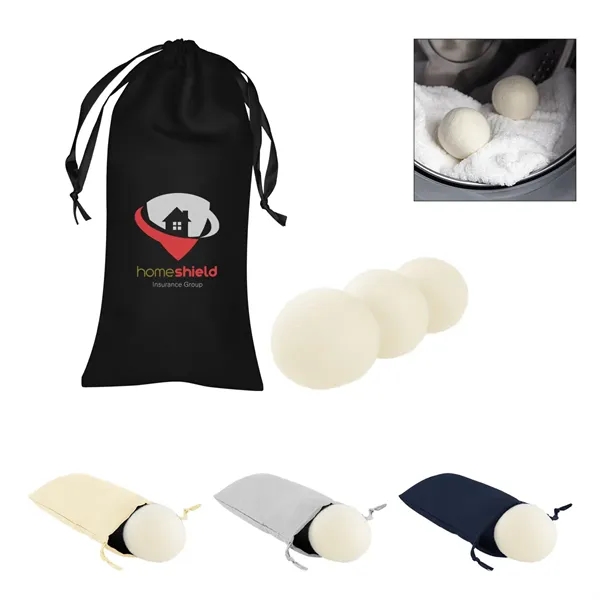 Set of 3 wool dryer balls in a drawstring pouch.... from ASI 61125 Hit Promotional Products / Hit®