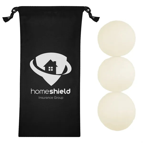 Set of 3 wool dryer balls in a drawstring pouch.... from ASI 61125 Hit Promotional Products / Hit®