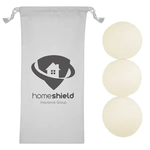 Set of 3 wool dryer balls in a drawstring pouch.... from ASI 61125 Hit Promotional Products / Hit®
