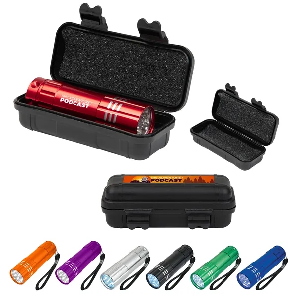 Aluminum LED flashlight with small hard case with foam.... from ASI 61125 Hit Promotional Products / Hit®