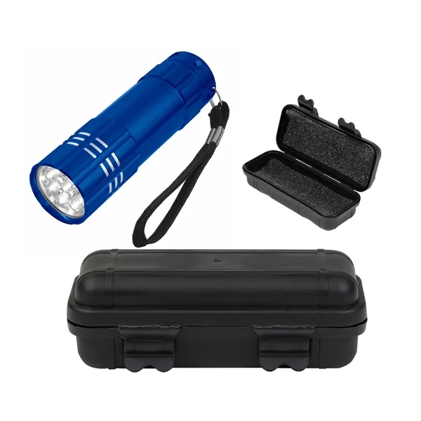 Aluminum LED flashlight with small hard case with foam.... from ASI 61125 Hit Promotional Products / Hit®