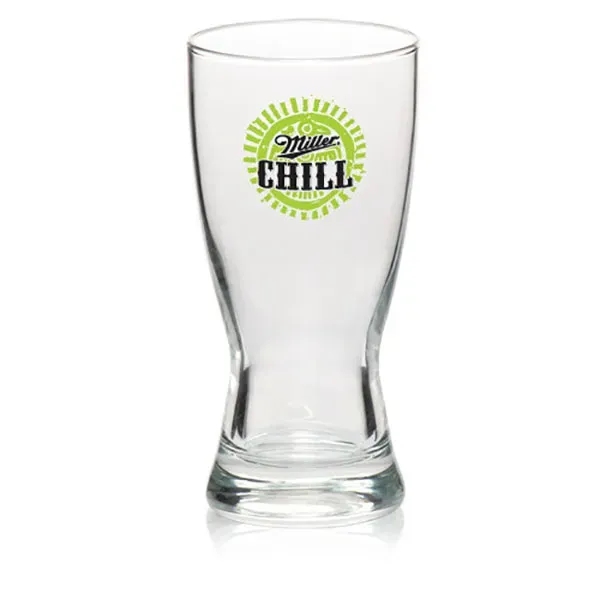 Clear hourglass pilsner beer glass with thick base and smooth rim,... from ASI 39552 BEL Promo