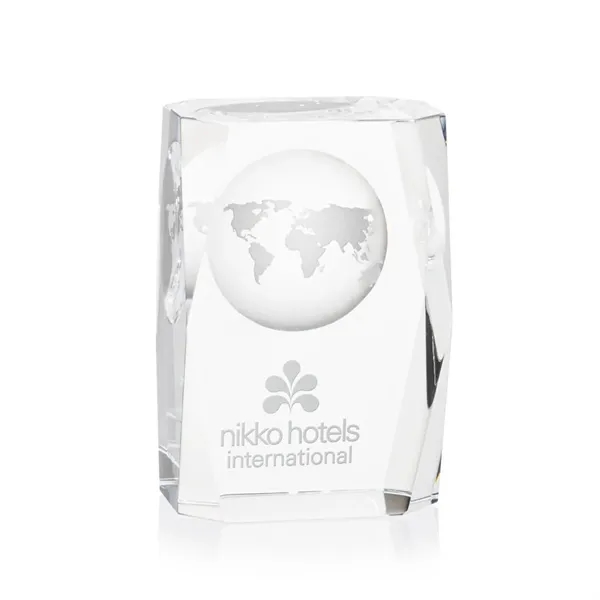 Optical crystal award with 3D world globe molded into the back.... from ASI 84592 St Regis Group / St Regis