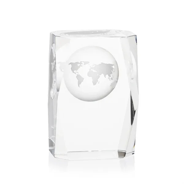 Optical crystal award with 3D world globe molded into the back.... from ASI 84592 St Regis Group / St Regis