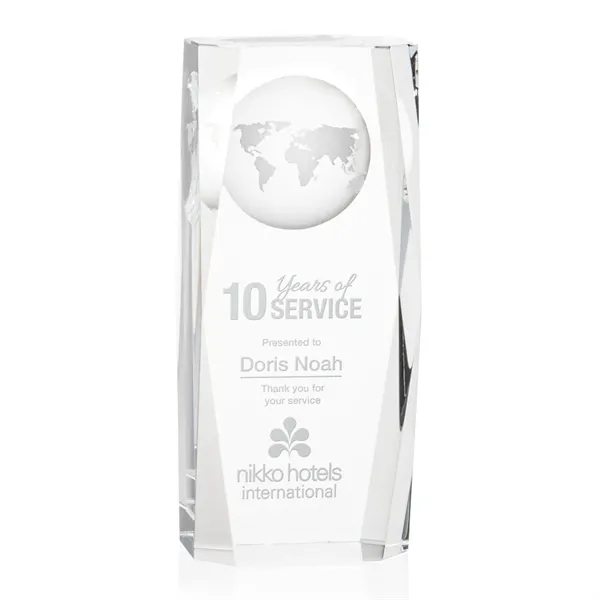 Optical crystal award with 3D world globe molded into the back.... from ASI 84592 St Regis Group / St Regis