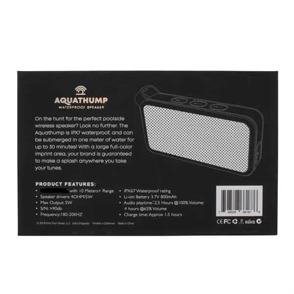 The Aquathump wireless speaker is IPX7 waterproof and can be submerged... from ASI 61966 HPG / OrigAudio