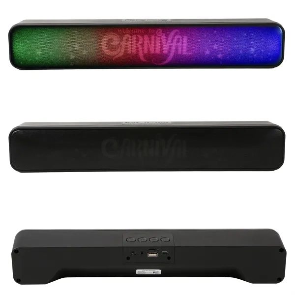 The ColorWav sound bar lights up your logo with RGB colors... from ASI 61966 HPG / OrigAudio HPG Gold