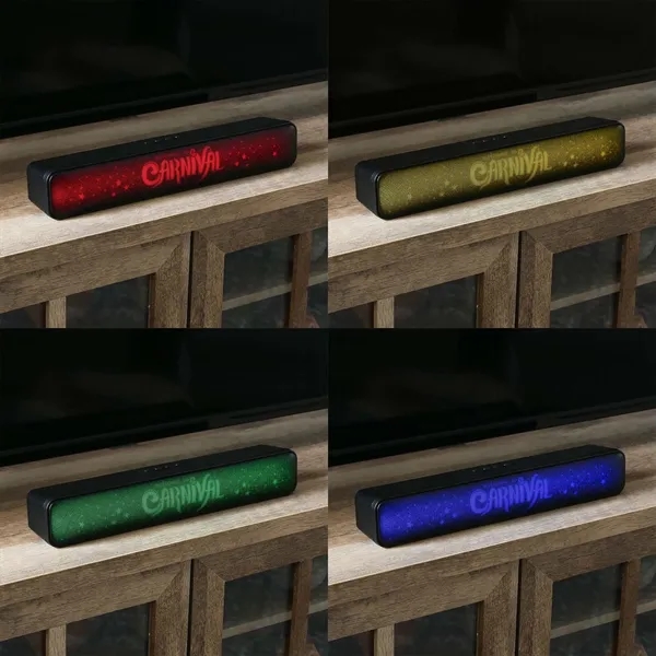 The ColorWav sound bar lights up your logo with RGB colors... from ASI 61966 HPG / OrigAudio HPG Gold