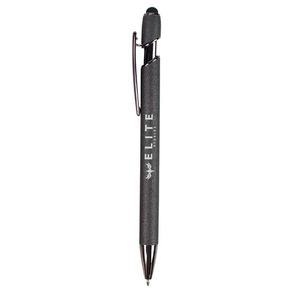A soft-touch executive stylus pen in dappled earth tones with gunmetal... from ASI 61966 HPG / Hub Pen
