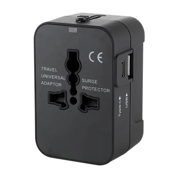 Dual port Type C USB A universal travel adapter plus 1... from ASI 37218 Athena Promo (tm)