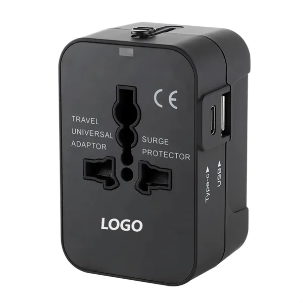 Dual port Type C USB A universal travel adapter plus 1... from ASI 37218 Athena Promo (tm)