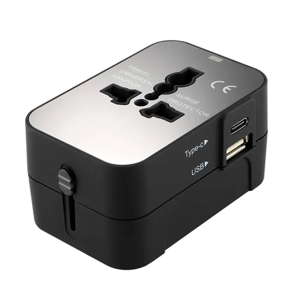 Dual port Type C USB A universal travel adapter plus 1... from ASI 37218 Athena Promo (tm)