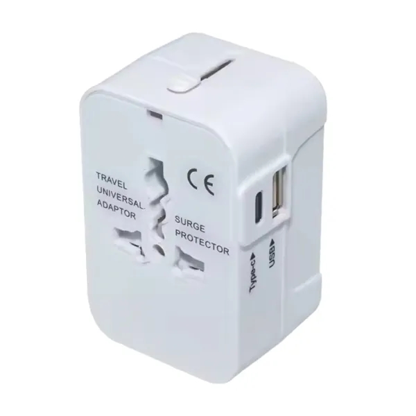 Dual port Type C USB A universal travel adapter plus 1... from ASI 37218 Athena Promo (tm)