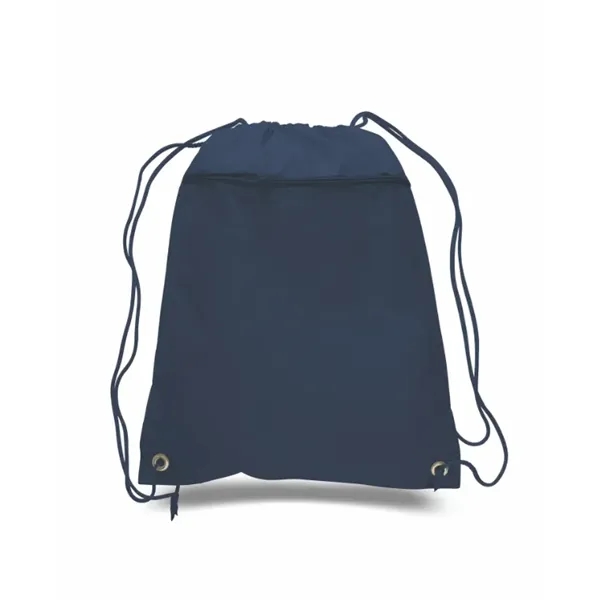 Durable polyester drawstring backpack with cinch top and zippered front pocket.... from ASI 72657 Active Life Promo / Apres Ski Active Life