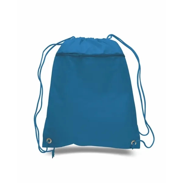 Durable polyester drawstring backpack with cinch top and zippered front pocket.... from ASI 72657 Active Life Promo / Apres Ski Active Life