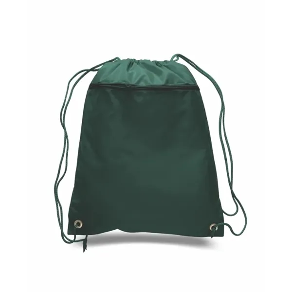 Durable polyester drawstring backpack with cinch top and zippered front pocket.... from ASI 72657 Active Life Promo / Apres Ski Active Life
