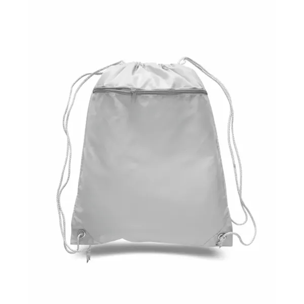 Durable polyester drawstring backpack with cinch top and zippered front pocket.... from ASI 72657 Active Life Promo / Apres Ski Active Life