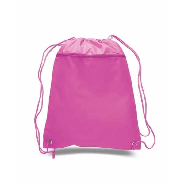 Durable polyester drawstring backpack with cinch top and zippered front pocket.... from ASI 72657 Active Life Promo / Apres Ski Active Life