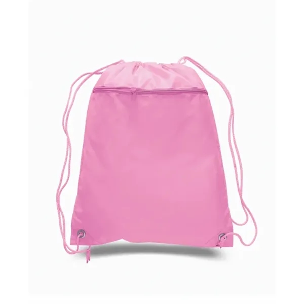 Durable polyester drawstring backpack with cinch top and zippered front pocket.... from ASI 72657 Active Life Promo / Apres Ski Active Life