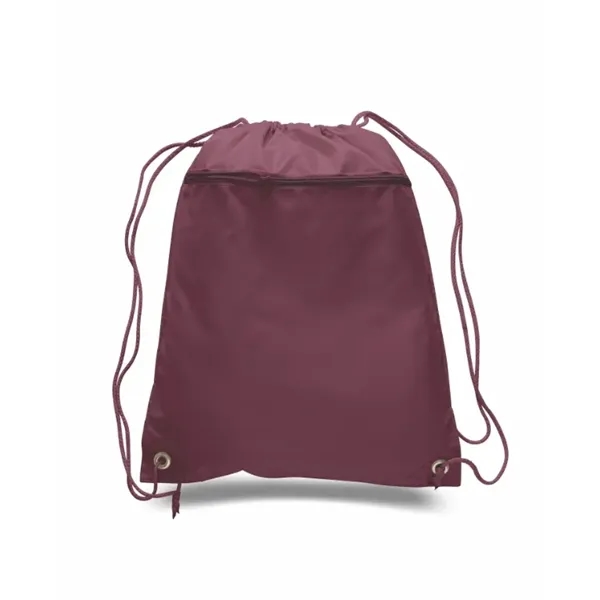Durable polyester drawstring backpack with cinch top and zippered front pocket.... from ASI 72657 Active Life Promo / Apres Ski Active Life