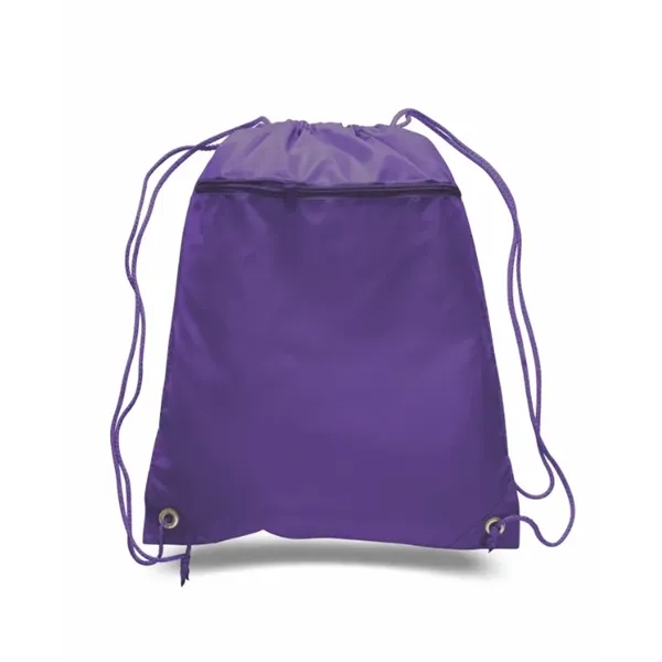 Durable polyester drawstring backpack with cinch top and zippered front pocket.... from ASI 72657 Active Life Promo / Apres Ski Active Life