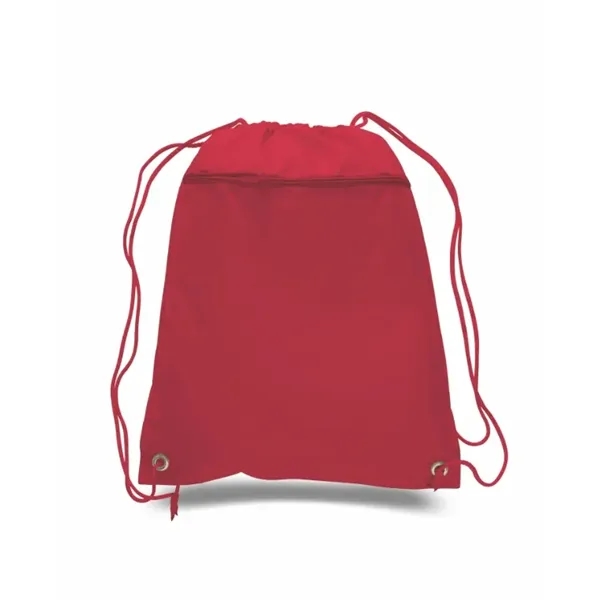 Durable polyester drawstring backpack with cinch top and zippered front pocket.... from ASI 72657 Active Life Promo / Apres Ski Active Life