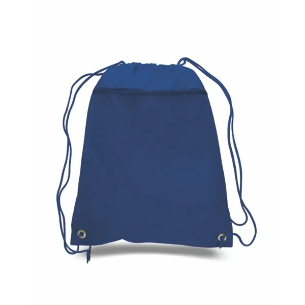 Durable polyester drawstring backpack with cinch top and zippered front pocket.... from ASI 72657 Active Life Promo / Apres Ski Active Life