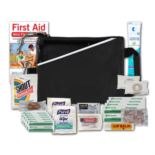 Tradeshow kit with device wipes, bandages, Advil, hand sanitizer, and more.... from ASI 84514 Safety Made
