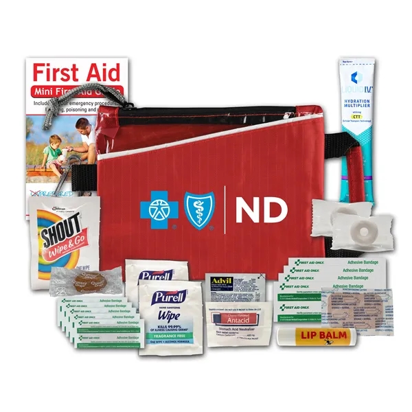 Tradeshow kit with device wipes, bandages, Advil, hand sanitizer, and more.... from ASI 84514 Safety Made