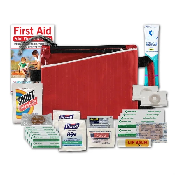 Tradeshow kit with device wipes, bandages, Advil, hand sanitizer, and more.... from ASI 84514 Safety Made