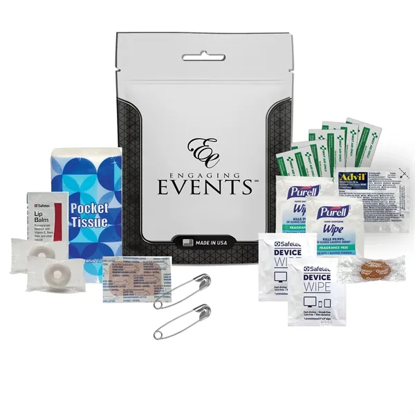 Wedding survival kit with hangover relief tools, bandage, tissues, safety pins,... from ASI 84514 Safety Made