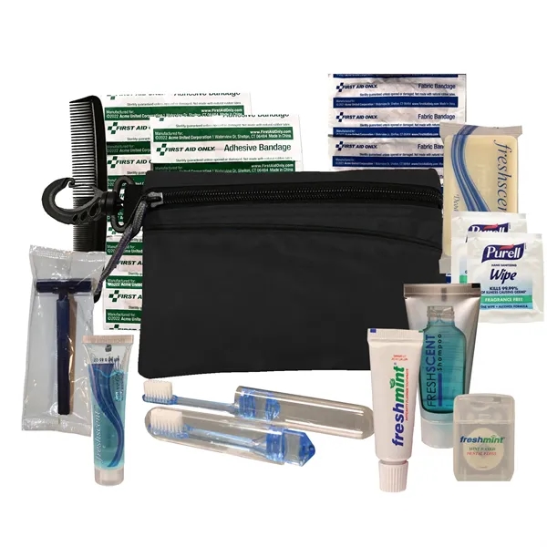 Silver travel kit with toiletry and first aid essentials to keep... from ASI 80882 Ready 4 Kits / Ready 4 Kits
