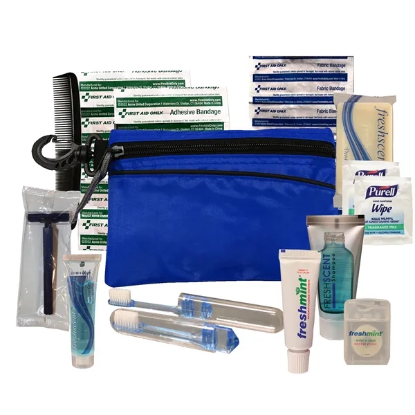 Silver travel kit with toiletry and first aid essentials to keep... from ASI 80882 Ready 4 Kits / Ready 4 Kits