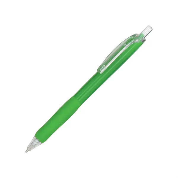 Plastic, retractable, rubber grip, click action, medium ballpoint pen with blue... from ASI 44368 ZZ DROPPED -Cedar Crest Manufacturing / Cedar Crest