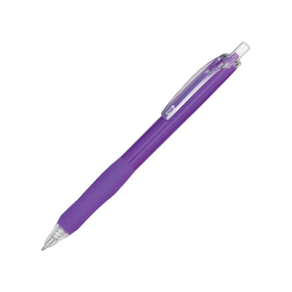 Plastic, retractable, rubber grip, click action, medium ballpoint pen with blue... from ASI 44368 ZZ DROPPED -Cedar Crest Manufacturing / Cedar Crest